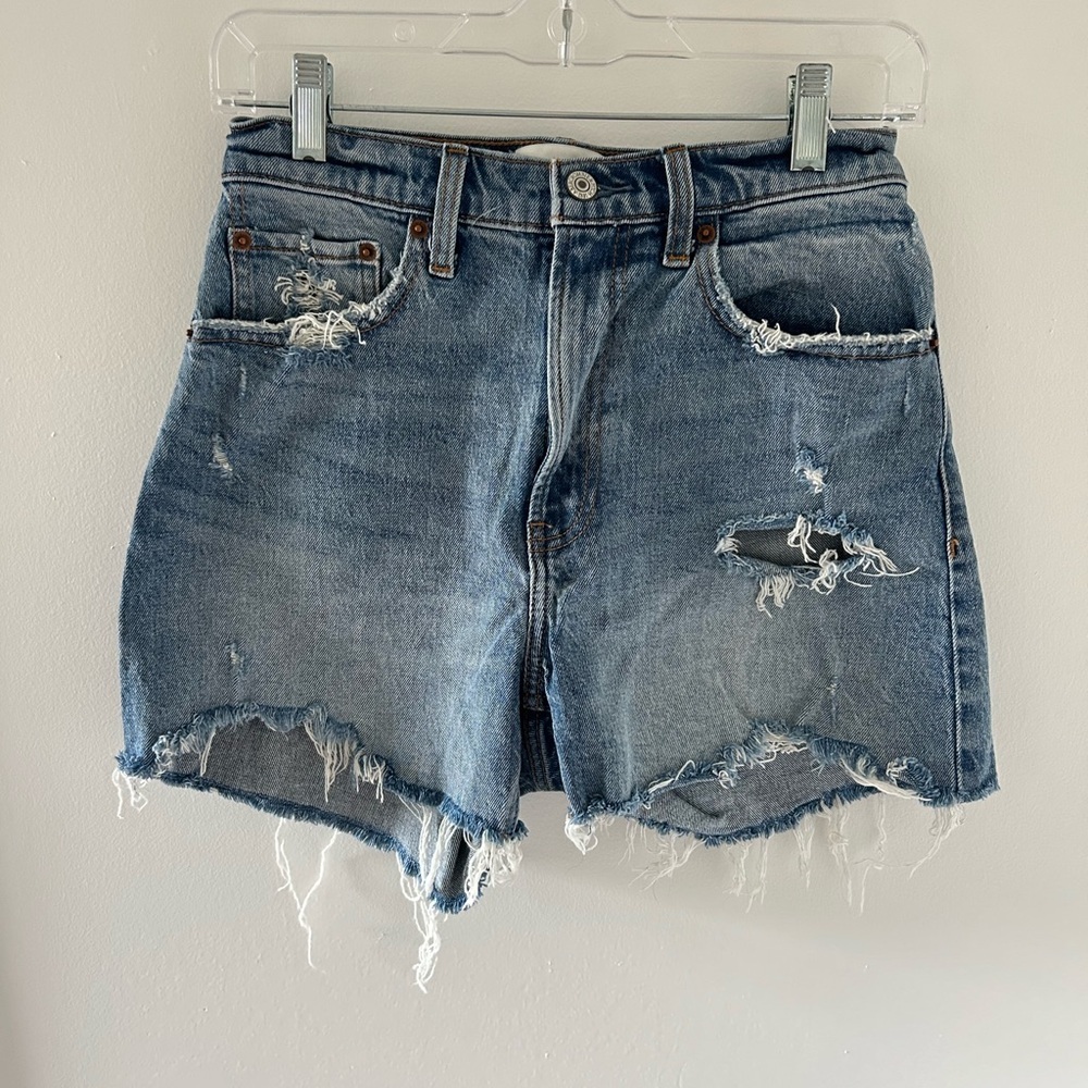 Abercrombie & Fitch Blue Distressed Jean Shorts